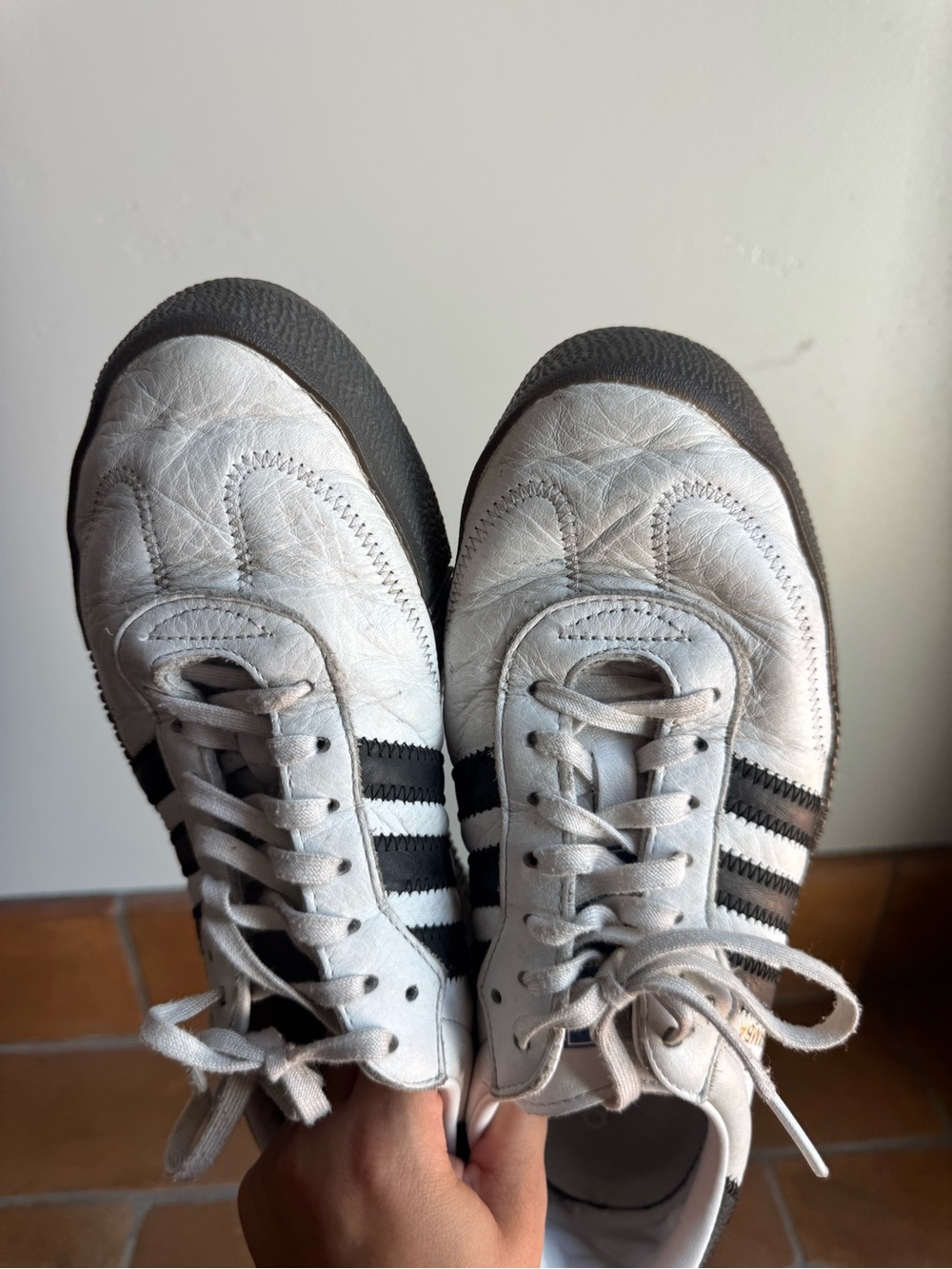 Adidas Samba OG White Black Gum Sole Leather Sneakers 9 Classic Y2K Minimalist - Picture 5 of 8
